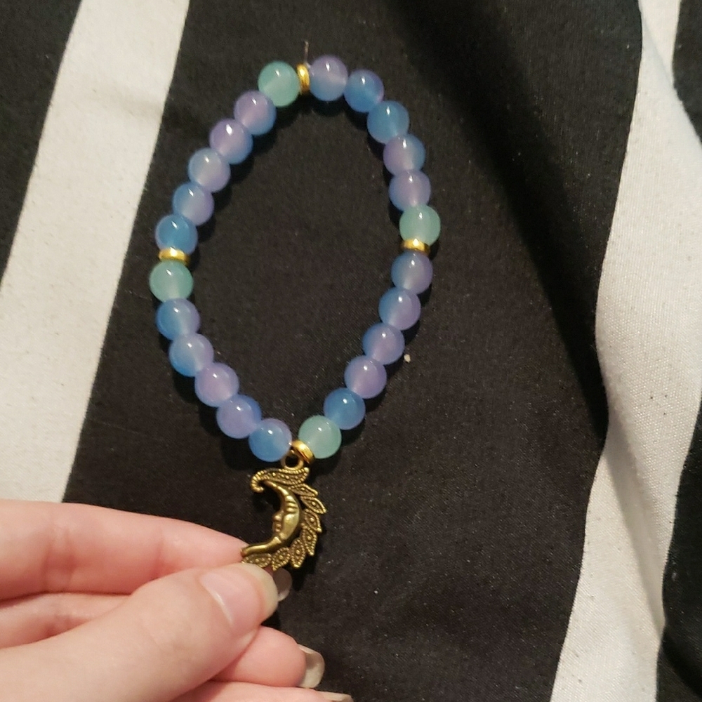 Gold and Blue Beaded Bracelet